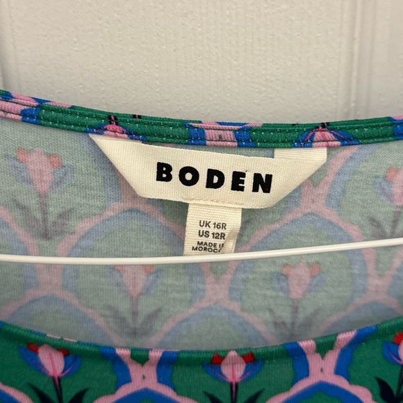 Boden Amelie Jersey Dress Blue Tulip Size 12 Short Sleeve Midi Length Blue - Picture 3 of 3